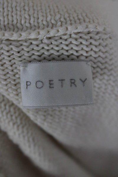 Poetry Women Pullover Sweater Mock Neck Long Sleeve Ivory Cotton Size 8