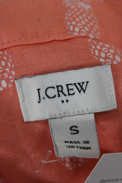 J Crew Womens Tunic Collared Sleeveless Linen Orange Pineapple Size S
