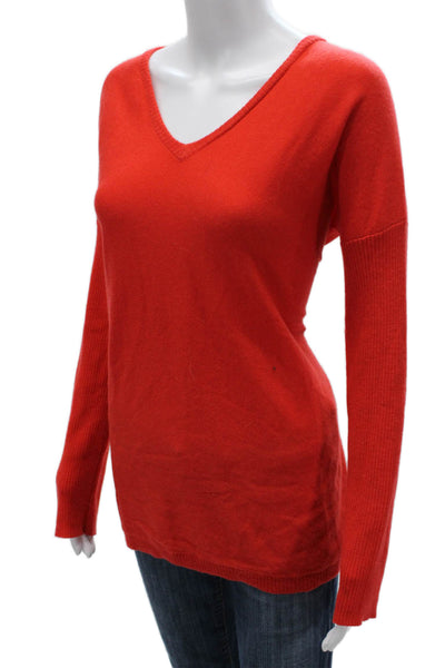 Eileen Fisher Womens Merino V-Neck Long Sleeve Pullover Sweater Red Size PM