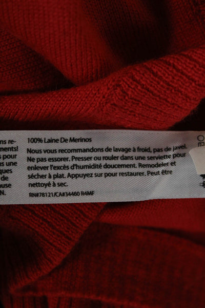 Eileen Fisher Womens Merino V-Neck Long Sleeve Pullover Sweater Red Size PM