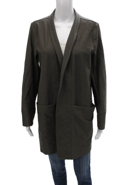 Eileen Fisher Women Viscose Blend Green Collared Long Sleeve Cardigan Size M