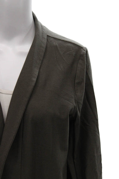 Eileen Fisher Women Viscose Blend Green Collared Long Sleeve Cardigan Size M