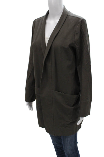 Eileen Fisher Women Viscose Blend Green Collared Long Sleeve Cardigan Size M