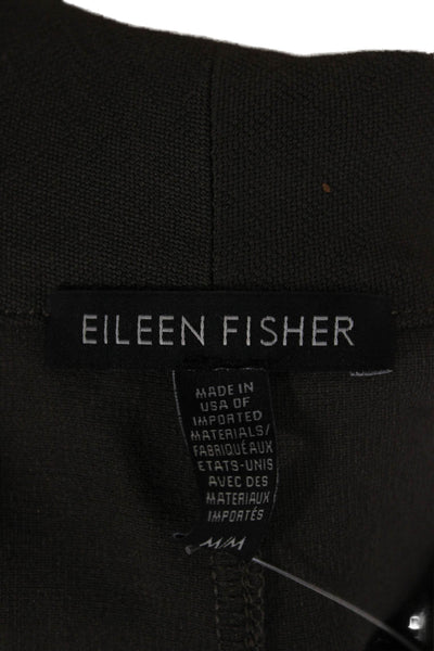 Eileen Fisher Women Viscose Blend Green Collared Long Sleeve Cardigan Size M