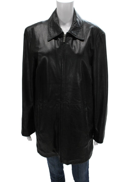 Wilsons Leather Pelle Studio Womens Genuine Leather Black Coat Size L