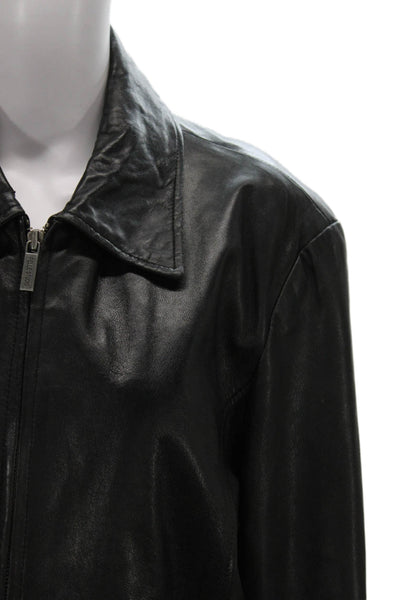 Wilsons Leather Pelle Studio Womens Genuine Leather Black Coat Size L