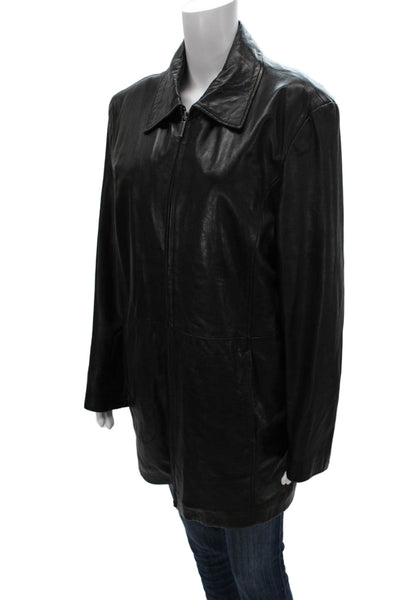Wilsons Leather Pelle Studio Womens Genuine Leather Black Coat Size L