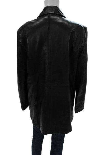 Wilsons Leather Pelle Studio Womens Genuine Leather Black Coat Size L