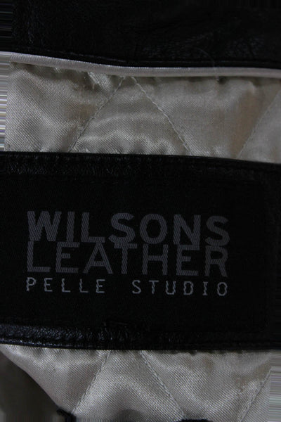 Wilsons Leather Pelle Studio Womens Genuine Leather Black Coat Size L