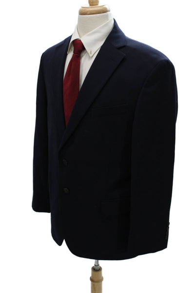 Pronto Uomo Mens 2 Piece Suit Jacket Blue Wool Blend Size 44