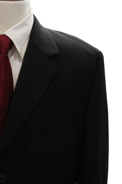 Martino Uomo Moda Mens Black 2 Piece Suit Jacket Super Wool Formal Size 40