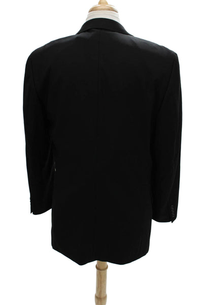 Martino Uomo Moda Mens Black 2 Piece Suit Jacket Super Wool Formal Size 40