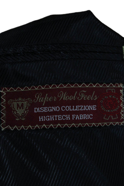 Martino Uomo Moda Mens Black 2 Piece Suit Jacket Super Wool Formal Size 40