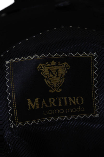 Martino Uomo Moda Mens Black 2 Piece Suit Jacket Super Wool Formal Size 40