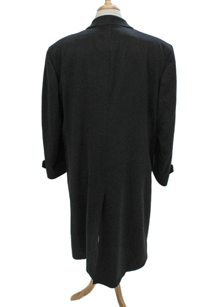 Hart Schaffner Marx Mens Wool Overcoat Black Button Up Size L