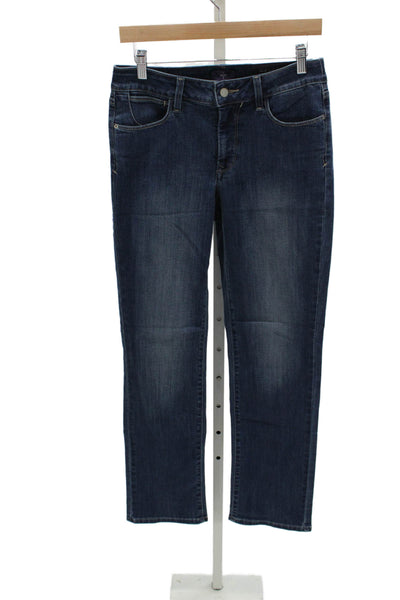 NYDJ Women Straight Jeans Blue Cotton Mid Rise Button Fly Size 6