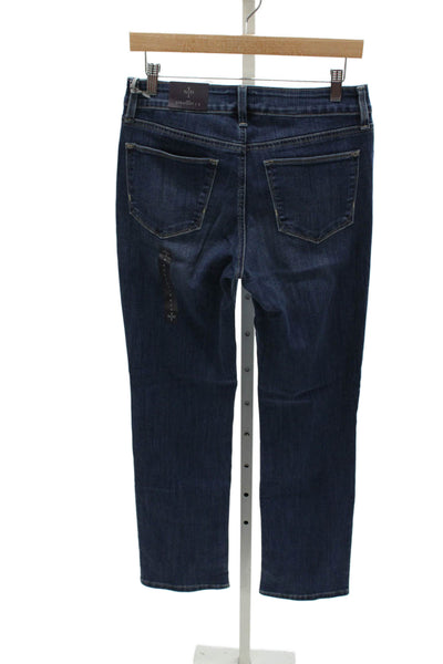 NYDJ Women Straight Jeans Blue Cotton Mid Rise Button Fly Size 6