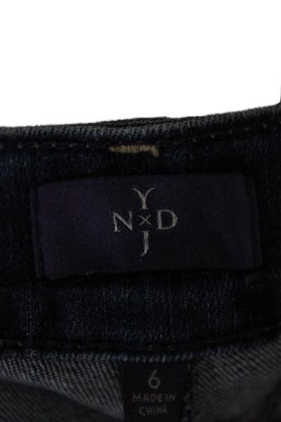 NYDJ Women Straight Jeans Blue Cotton Mid Rise Button Fly Size 6