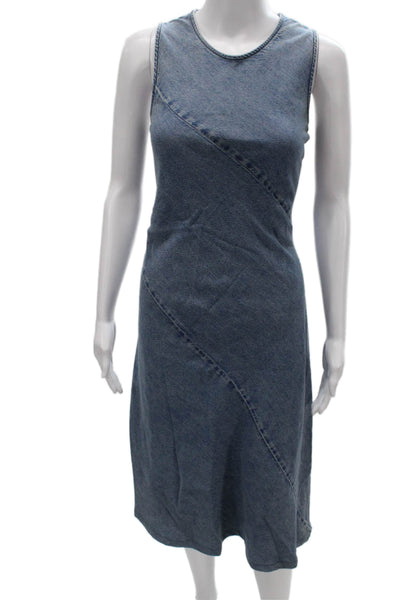 Rag & Bone Women Tank Dress Denim Mid Calf Sleeveless Button Blue Size 2
