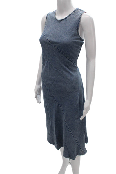 Rag & Bone Women Tank Dress Denim Mid Calf Sleeveless Button Blue Size 2