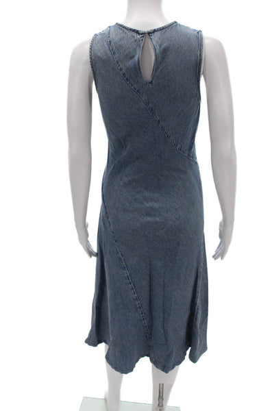 Rag & Bone Women Tank Dress Denim Mid Calf Sleeveless Button Blue Size 2