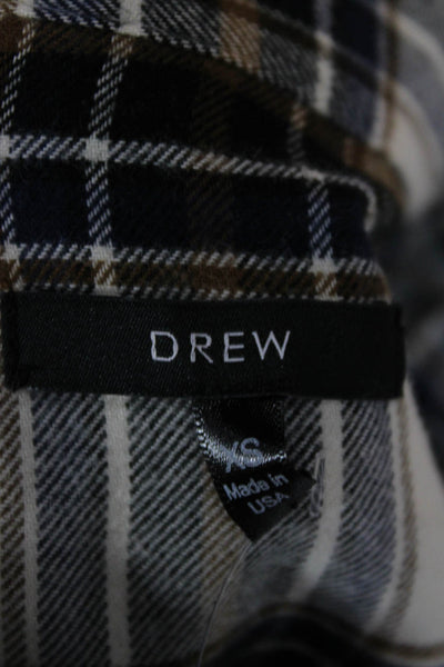 Drew Womens Button-Up Plaid Multicolor Long Sleeve Collared Top Size XS