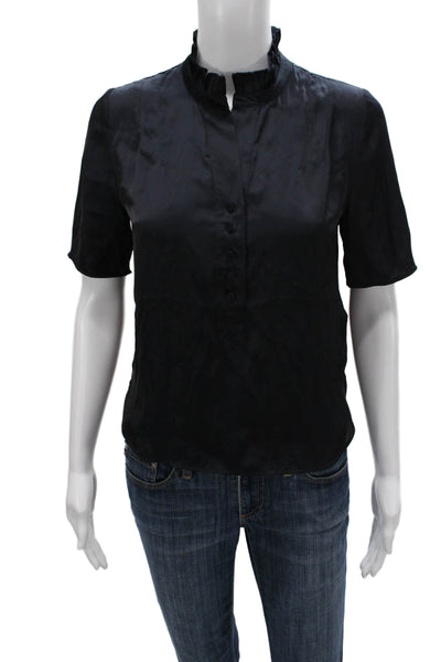 Zadig & Voltaire Womens Black High Neck Short Sleeve Basic Blouse Size XS