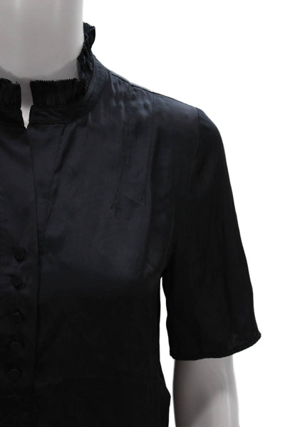 Zadig & Voltaire Womens Black High Neck Short Sleeve Basic Blouse Size XS