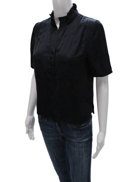 Zadig & Voltaire Womens Black High Neck Short Sleeve Basic Blouse Size XS