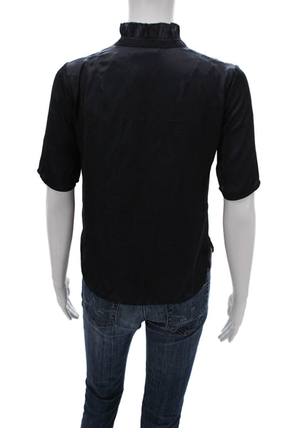 Zadig & Voltaire Womens Black High Neck Short Sleeve Basic Blouse Size XS