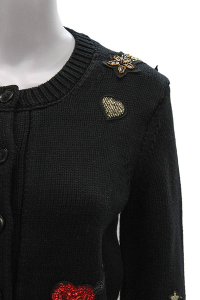 Cinq A Sept Women Black Long Sleeve Round Neck Cardigan Size XS