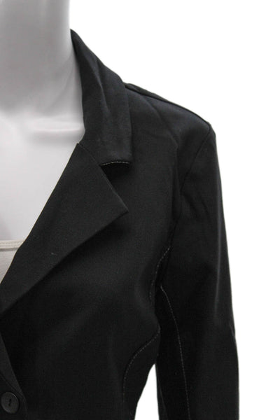 Porto Womens Basic Jacket Black Viscose Collared Button 3/4 Sleeve Size 0