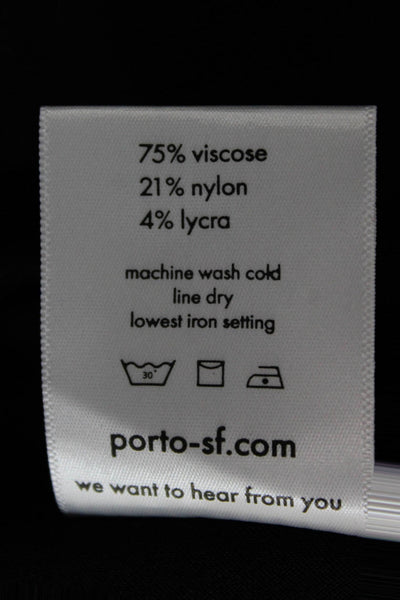 Porto Womens Basic Jacket Black Viscose Collared Button 3/4 Sleeve Size 0