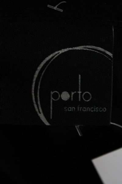 Porto Womens Basic Jacket Black Viscose Collared Button 3/4 Sleeve Size 0