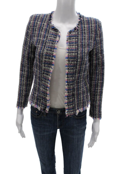 IRO Womens Basic Tweed Check Zip Jacket Multicolor Long Sleeve Size 36