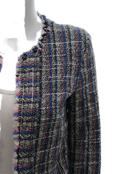 IRO Womens Basic Tweed Check Zip Jacket Multicolor Long Sleeve Size 36