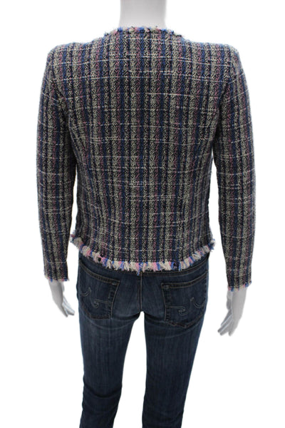 IRO Womens Basic Tweed Check Zip Jacket Multicolor Long Sleeve Size 36