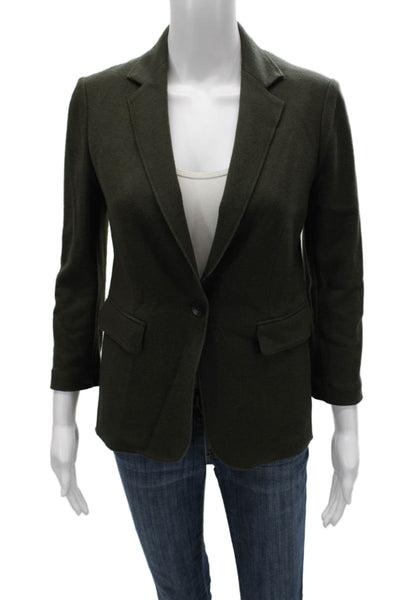 Rag & Bone Women Basic Wool Blend Jacket Green 3/4 Sleeve Button Size 0