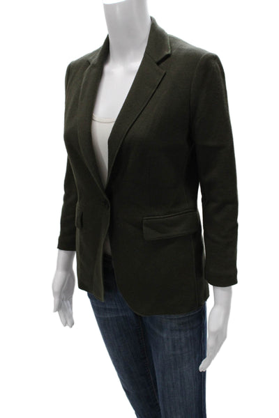 Rag & Bone Women Basic Wool Blend Jacket Green 3/4 Sleeve Button Size 0