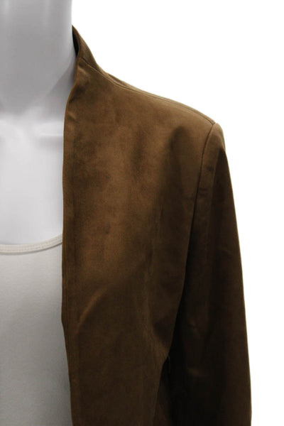 The Noli Shop Women Brown Basic Jacket Long Sleeve Polyester Spandex Size XS