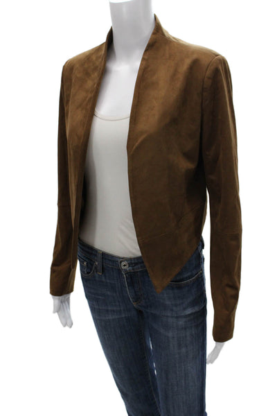 The Noli Shop Women Brown Basic Jacket Long Sleeve Polyester Spandex Size XS