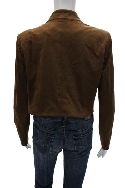 The Noli Shop Women Brown Basic Jacket Long Sleeve Polyester Spandex Size XS