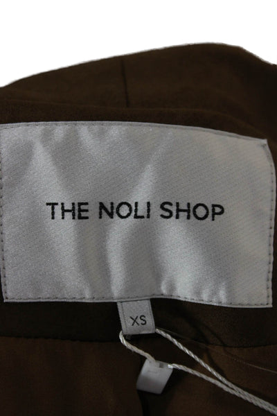 The Noli Shop Women Brown Basic Jacket Long Sleeve Polyester Spandex Size XS