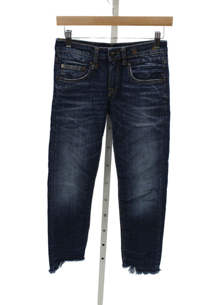 R13 Womens Skinny Jeans Blue Cotton Mid Rise 27in Inseam Size 24
