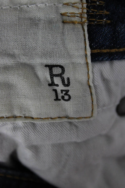 R13 Womens Skinny Jeans Blue Cotton Mid Rise 27in Inseam Size 24