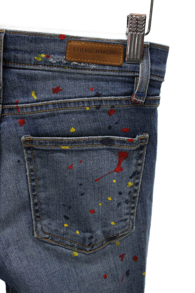 Etienne Marcel Women Skinny Jeans Blue Paint Splatter Cotton Size 24