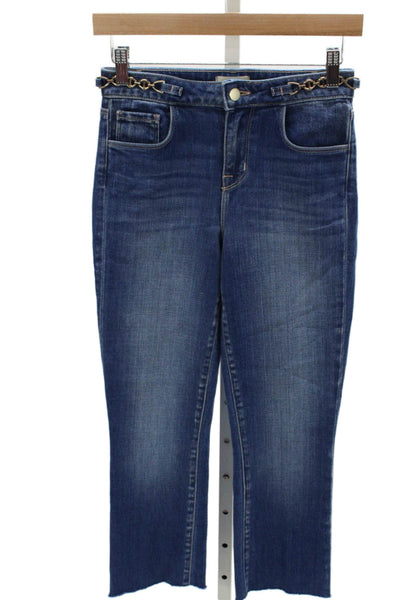 L'Agence Womens Blue Cropped Cotton Jeans Size 24