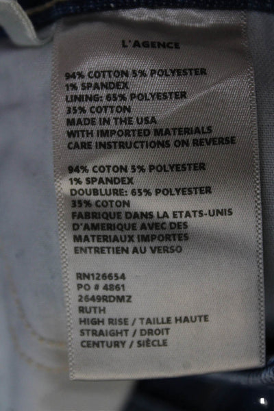 L'Agence Womens Blue Cropped Cotton Jeans Size 24