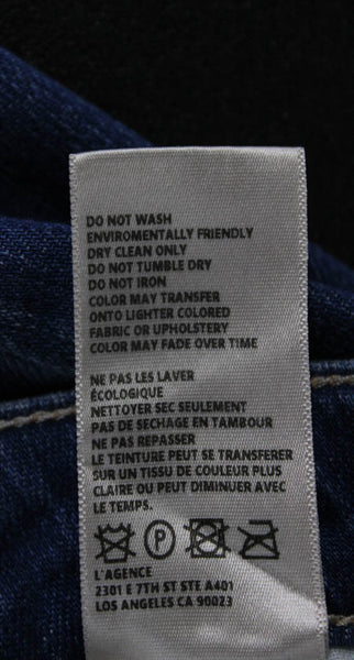 L'Agence Womens Blue Cropped Cotton Jeans Size 24