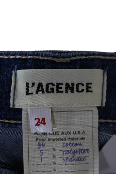 L'Agence Womens Blue Cropped Cotton Jeans Size 24
